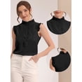 thumbnail image 2 of Camisa sin mangas para mujer Blusa de verano con volantes de color sólido con botones Negro S, 2 of 5