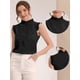 thumbnail image 2 of Camisa sin mangas para mujer Blusa de verano con volantes de color sólido con botones Negro S, 2 of 5