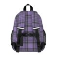 thumbnail image 3 of Purple and Black Checkered Pattern Backpack for School, Cute School Bag with Adjustable Shoulder Straps and Padded Back, 15"x11.42"x5.5", 3 of 5