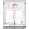 thumbnail image 2 of Pink Pig Linen Curtain Valance for Bedroom/Bathroom/Kitchen/Office/Living/Dining Room Window,Watercolor Cute Pig with Bow Rod Pocket Topper Decorative Cafe Drapes Panel 60"x18", 2 of 6