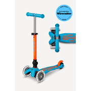 Micro Mini Deluxe Foldable LED 3-Wheel Scooter for Kids Ages 2-5, Navy Blue