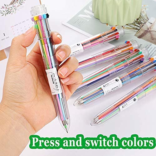 Multi-color Shuttle Pens 10-In-1 Retractable Ballpoint Pen Transparent  Barrel 0.7mm Ballpoint Pen, Home Office School Supplies for Students Kids  (3