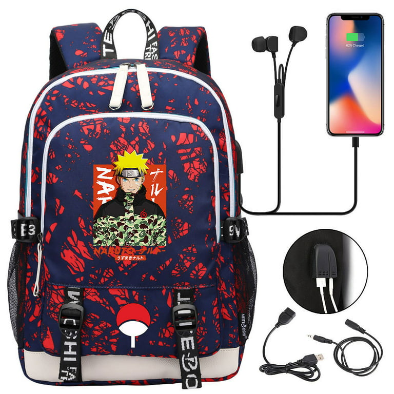 Bzdaisy Naruto Backpack with USB Charging & Laptop Protection -  Multi-Pocket Large Capacity Double-Sided Pockets Unisex for kids Teen 