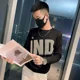 thumbnail image 2 of Camiseta para hombre negra New Rock Top estampado ropa de hombre sudaderas coreanas otoño emo manga larga diseñador moda tendencias 2024, 2 of 4