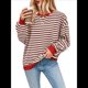thumbnail image 1 of Sudadera Holgada Informal de Larga con Cuello Redondo y Bloques de Colores A Rayas de Gran Tamaño para Mujer, Estilo Y2K Café L, 1 of 10