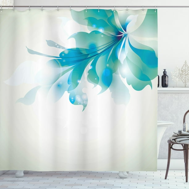 Abstract Shower Curtain Big Single Beautiful Blue Shades Ombre Flowers Artwork Fabric Bathroom Set With Hooks 69w X 84l Inches Extra Long Eggs Turquoise And By Ambesonne Com Abstract Shower Curtain Big Single, Abstract Shower Curtains