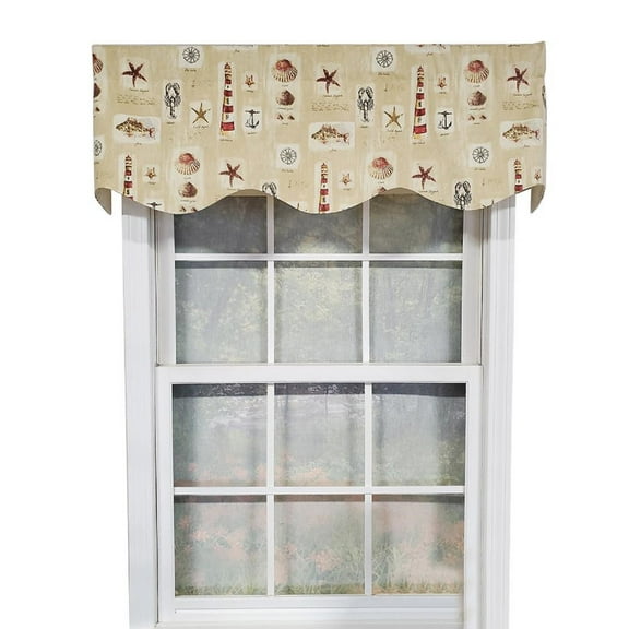 RLF Home Harbor Provance 3" Rod Pocket Lining Luxurious and Elegant Window Treatment Valance 50" x 15" Beige