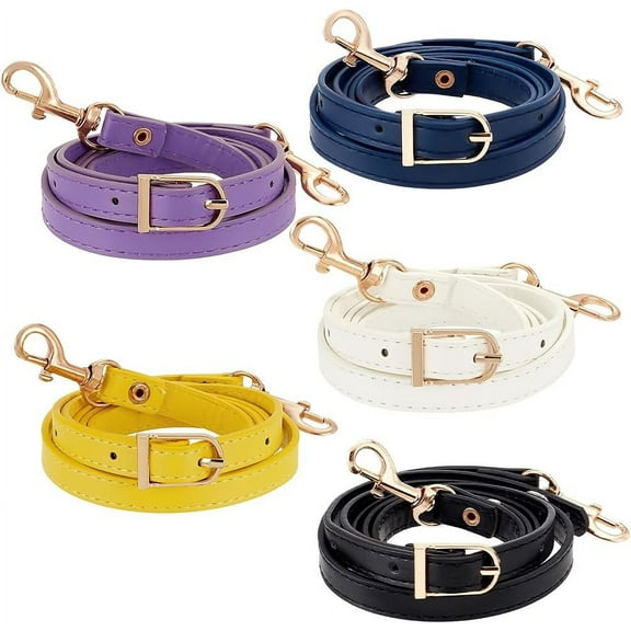 5 Colors 1~1.3m Leather Shoulder Strap Replacement with Golden Buckles Adjustable PU Leather Strap Purse Strap Replacement for Clutches Extended Crossbody Bags Purses Briefcase DIY
