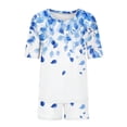 thumbnail image 4 of Simua Pajamas Short Sleeve Two Piece Sleepwear for Women, Women's Summer Casual Print Round Neck Tops Pockets with Shorts Loose Loungewear Pjs Set, Size S-XXL, 4 of 6