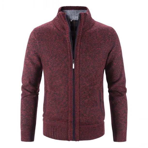 Suéter grueso de talla grande con forro polar para otoño e invierno, cárdigan de cuello alto, suéter casual coreano, abrigo para hombre