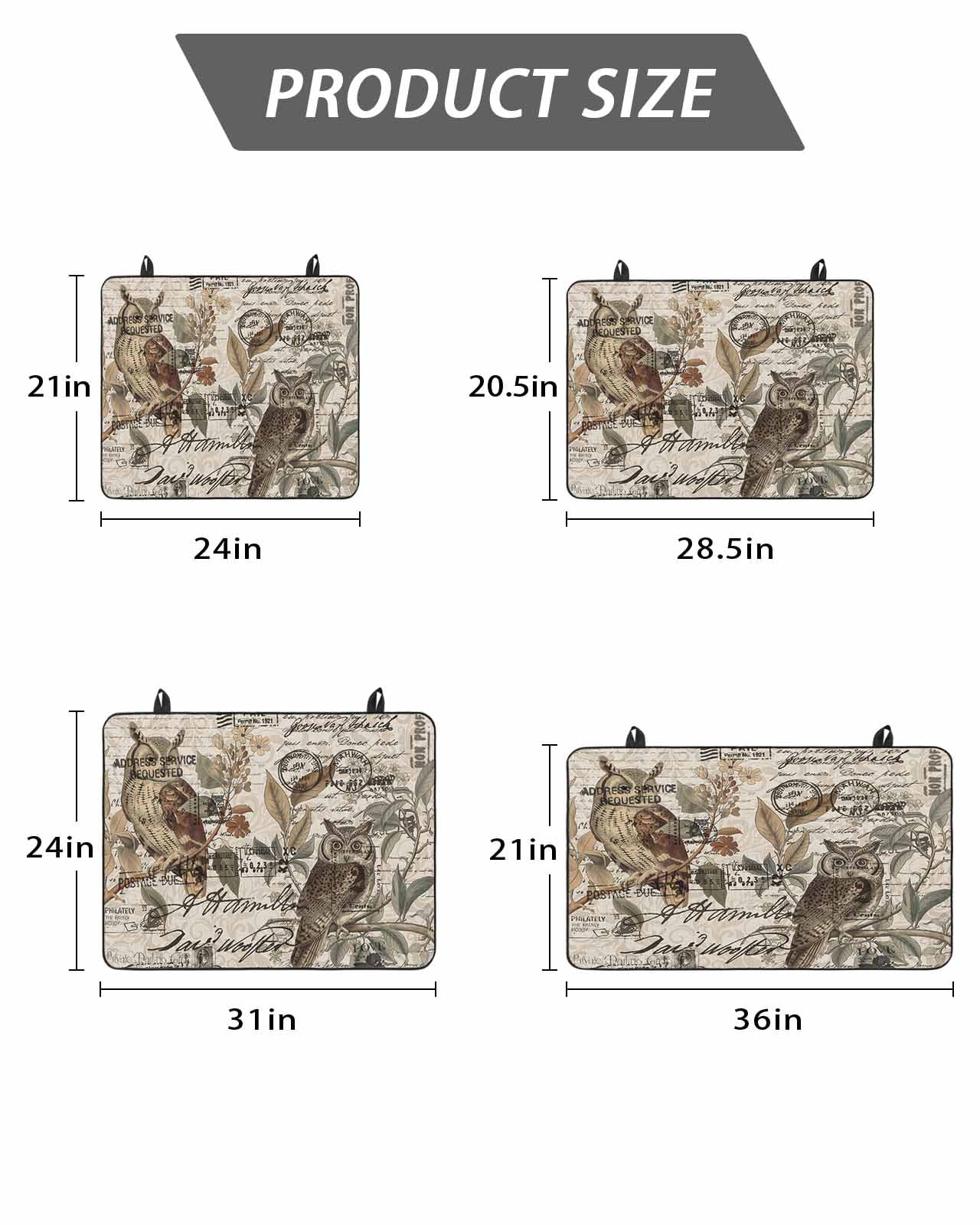 Stove Top Covers for Electric Stove, Country Owl Glass Stovetop Cover Protector, Rustic Sping Floral Botanical Postmark Induction Cooktop Protector Oven Mat for Kitchen Countertop 24"x21"