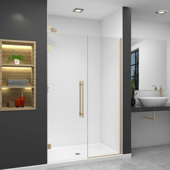 Transolid Ehtb515277610c-Bk Elizabeth 76" High X 51-1/2" Wide Hinged Semi Frameless Shower