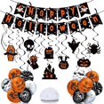 thumbnail image 1 of Halloween Party Decorations: Spider Webs Tablecloth, Hanging Bats, Skeleton Balloons, 1 of 4