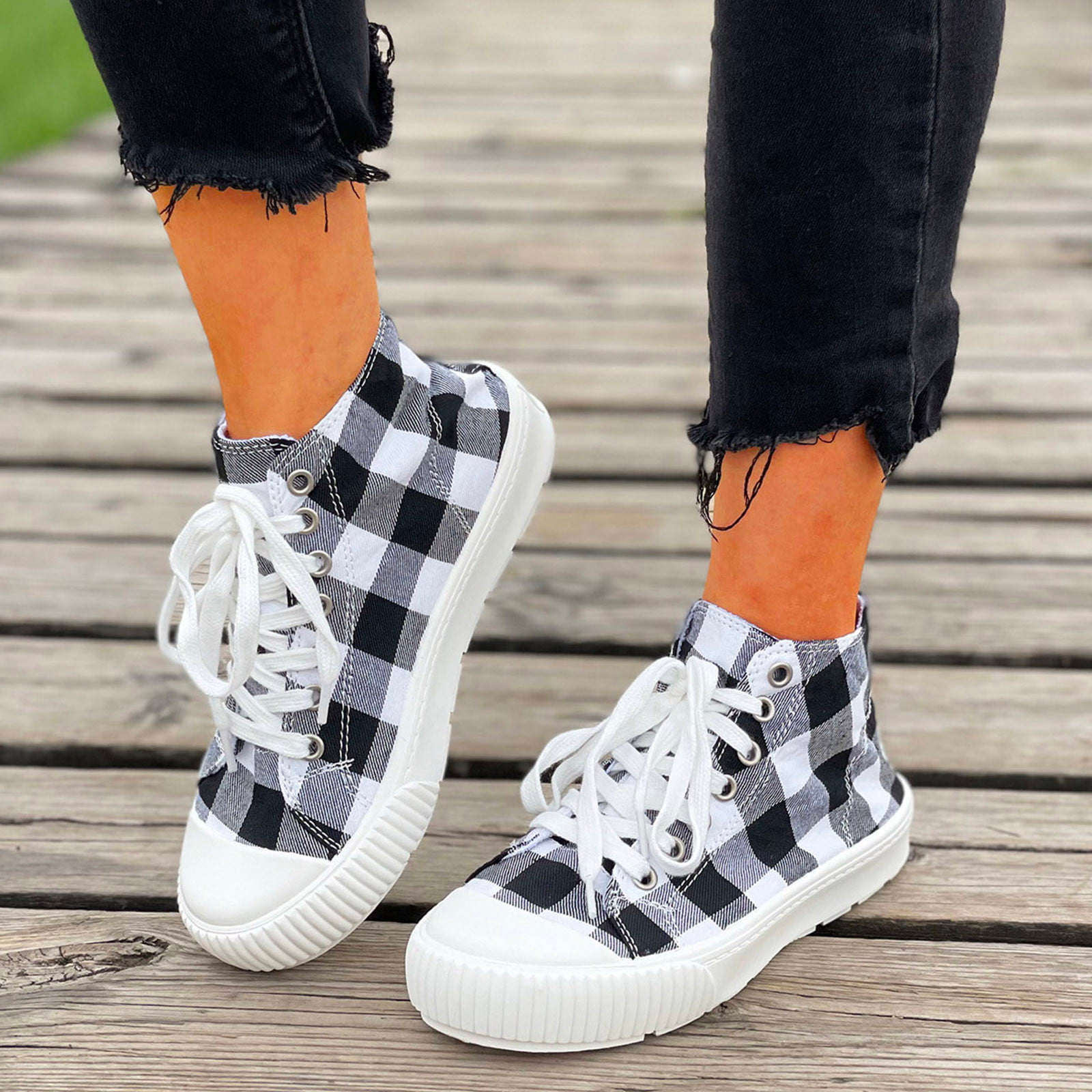 Women Flats Canvas Skate Shoes Sports Outdoor Girl Lace Up Casual Board Sneakers 