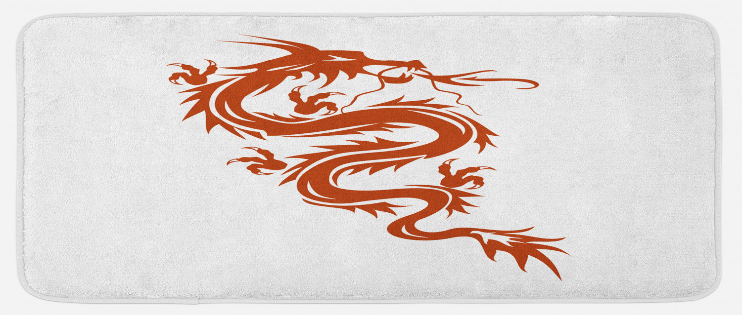 Japanese Dragon Kitchen Mat, Simple Japanese Ornamental Red Silhouette of  Fantasy Fiery Character, Plush Decorative Kitchen Mat with Non Slip  Backing, 47