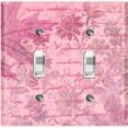 thumbnail image 1 of Metal Light Switch Plate Outlet Cover (Pink Leaf Letter Damask LET009), 1 of 13