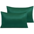 thumbnail image 1 of Zippered Satin Pillow Cases for Hair and Skin, Luxury Queen Hidden Zipper Pillowcases Set of 2, 20 x 30 Inches, Dark Green, 1 of 7