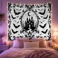thumbnail image 2 of Haunted Castle with Baroque Frame and Bats on White Background, Eerie Gothic for Dark Art Lovers, Halloween Decor Art Print, Halloween Gift, Tapestry Wall Hanging for Bedroom and Living Room, 2 of 7