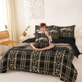 thumbnail image 3 of Castle Fairy Leopard Plaid Sports Car Bedding Comforter Set 7pcs for Boys, Pattern Art Queen Bedding Sets for Bedroom, Gold Black,Black Reversible, 3 of 7
