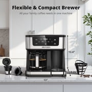 AIRMSEN 12-Cup Drip Coffee Maker with K Cup Combo, Programmable Coffee Machine with 1-4 Cup Setting, Single Serve or Coffee Pot, Auto Shut-off, Spill-Free Spout