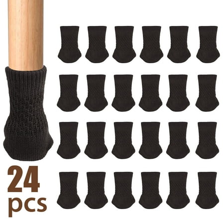Skid Patio Furniture 24Pcs Chair Socks, EEEkit Knitted Anti-skid Chair Leg Floor Protectors Furniture Pads Table Desk Leg Covers Caps for Home Kitchen Living Room Patio Office (Dark Coffee/Dark Brown) ()