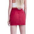 thumbnail image 4 of Spencer Women High Waist Bodycon Short Dress Faux Suede A-Line Split Mini Pencil Skirt "S,Red", 4 of 8