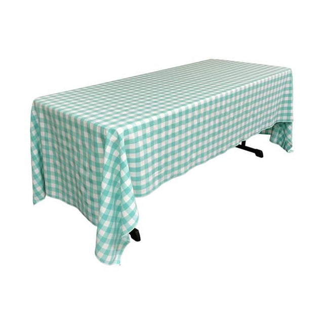LA Linen TCcheck60x144-MintK44 Polyester Gingham Checkered Rectangular Tablecloth, White & Mint - 60 x 144 in.