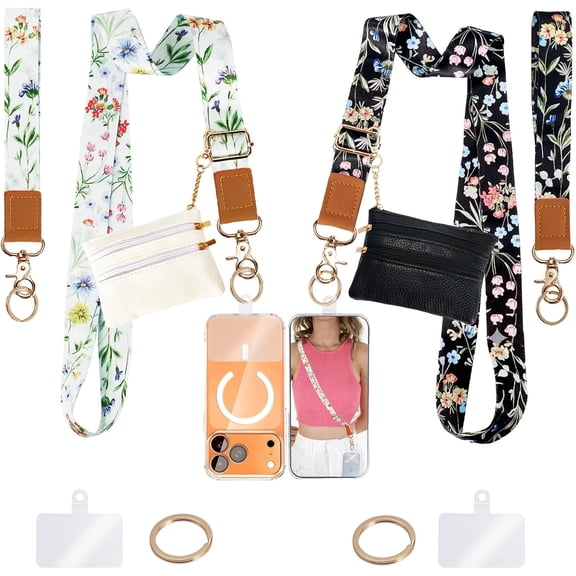 Clip and Go Strap for Phone with Wallet Crossbody,Lanyard Crossbody 2 Tabs All Phones Women