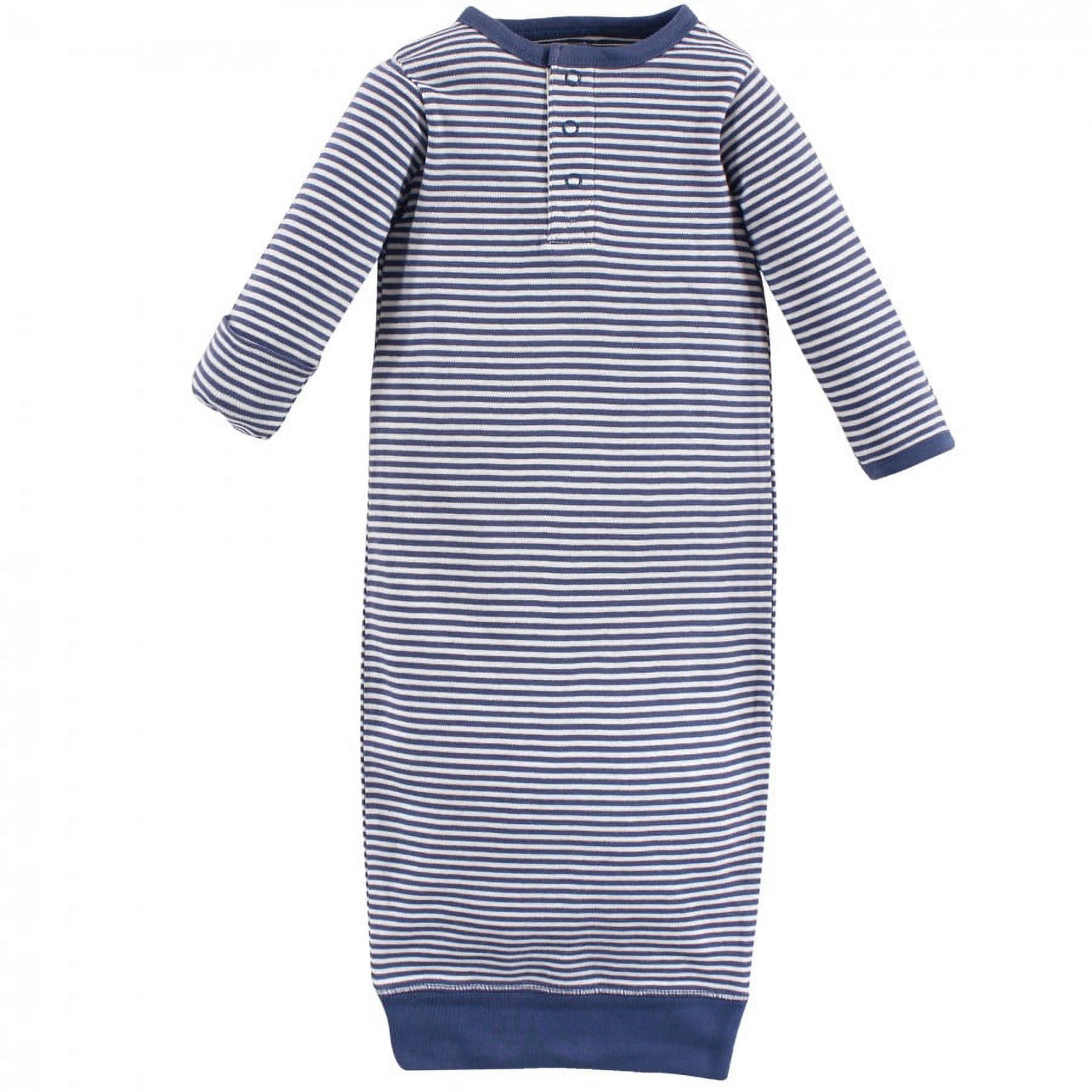 Touched by Nature Baby Boy Organic Cotton Henley Long-Sleeve Gowns 3pk, Elephant, 0-6 Months
