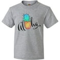 thumbnail image 3 of Inktastic Aloha- in cursive with pineapple rainbow colors Youth T-Shirt, 3 of 5