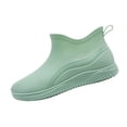 thumbnail image 2 of HTHLVMD Outdoor Gardening Booties, Waterproof Low Cut Ankle Rain Boots Casual Outdoor Strolling, Wave Textured Slip On Footwear Holiday Travel Wearing, Flexible Rubber Working Shoes, Cyan 7.5, 2 of 4