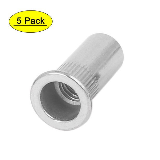 M8x27mm 304 Stainless Steel Straight Knurled Closed End Rivet Nut Fastener 5pcs
