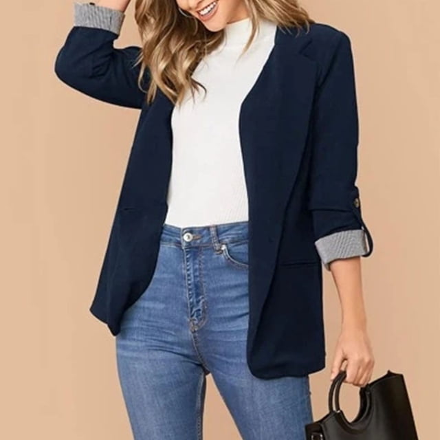 Chaqueta Blazer Informal, Puños A Rayas Blazer para Mujer Blazer con Solapa Blazer Informal para Mujer Máxima Confiabilidad
