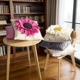 thumbnail image 4 of JWH 3D White Daisy Pillow Case Linen Blend Base Hand-Stitched Flower Center Decorative Cushion Cover for Living Room Bed 18"x18", 4 of 9