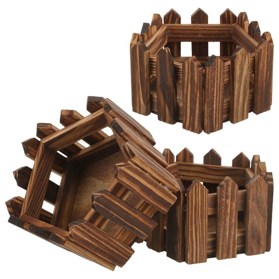 unbranded  3 Pcs Wood Planter Outdoor Flower Pots Artificial Garden Faux