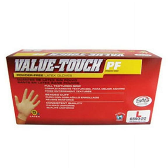 SAS Value-Touch 5 Mil Latex Disposable Gloves, 50 Pairs, White, Large, Model# 6593-20