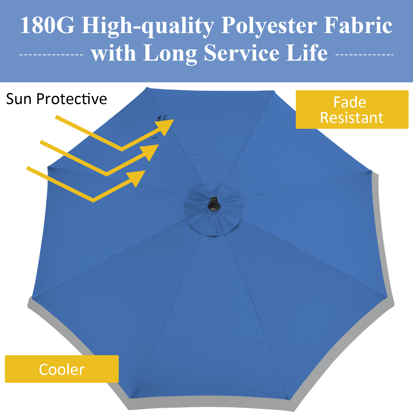 Patiojoy 10FT Patio Offset Umbrella 8 Ribs Cantilever Umbrella w/Crank for Poolside Yard Lawn Garden Navy
