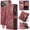 Red, variant on For iPhone 18 Pro Wallet Case with Card Slots, Leather Detachable Wristlet Strap 3-in-1 Zipper Pocket and Magnetic Flip Folio, RFID Blocking Card Holder Stand Case for Women and Men,Red