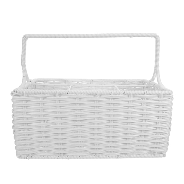 GOOHOCHY Portacubiertos: Portautensilios de cocina rectangular de tejido multirejilla - Cesta de plástico con divisiones para cubiertos, palillos, tenedores y cucharas