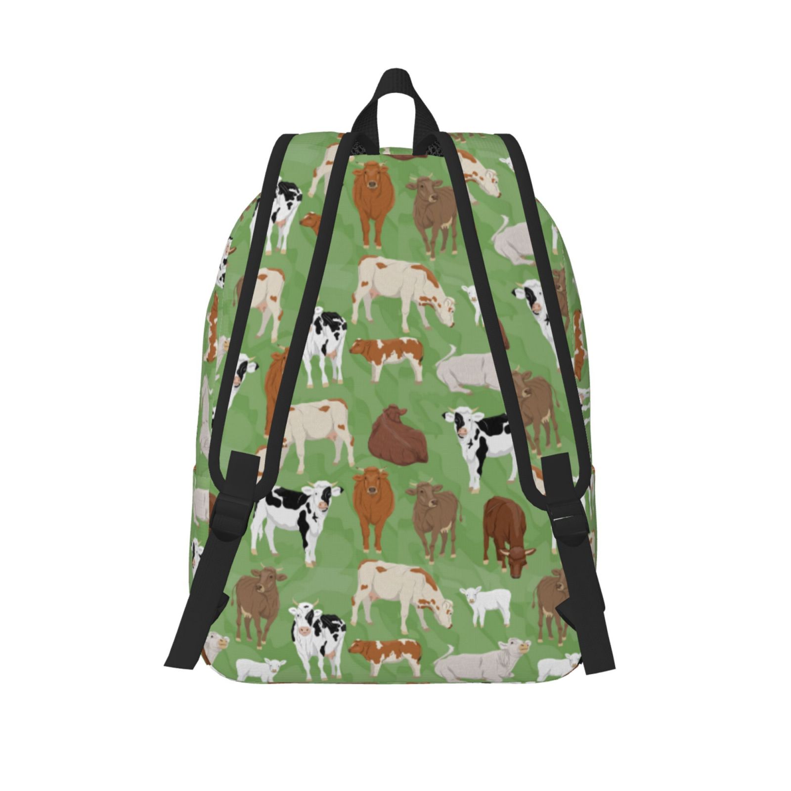 Picia Cows And Calves Printed Canvas Daypack - Stylish and Durable Vintage Compact Backpack - Class, Work, Travel, or Laptop Bookbag,Organized Compartments-Small