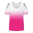thumbnail image 4 of CHUMUD Womens Cold Shoulder Tops Gradient Color V Neck Short Sleeve Summer T Shirts Basic Tees, 4 of 7