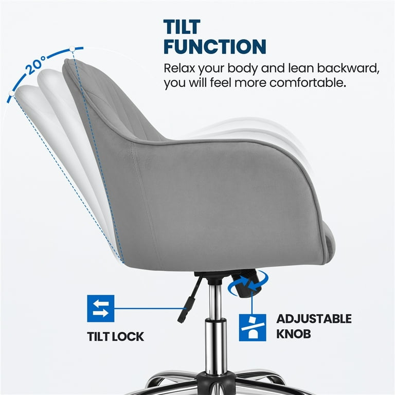 Gray velvet desk chair discount