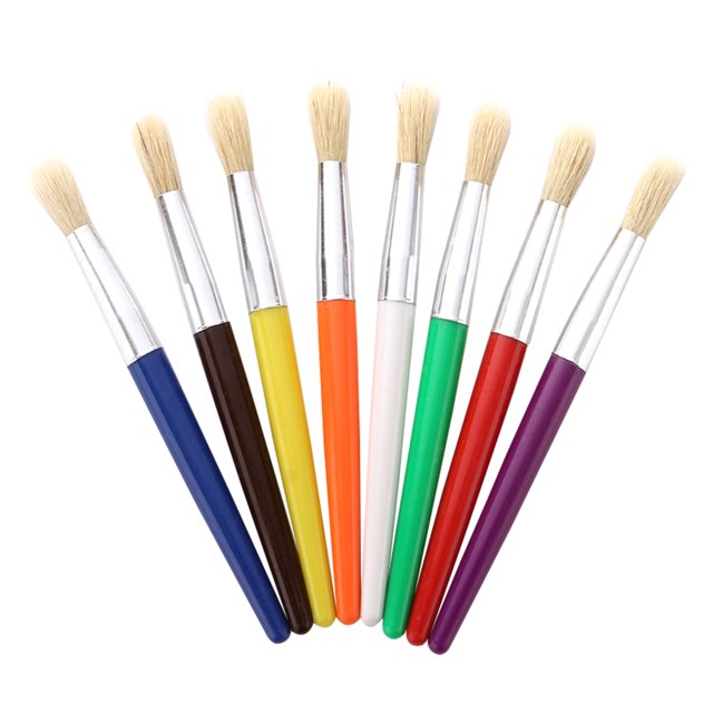 8 piezas de pinceles de pintura de colores de punta redonda, cepillo de pelo de cerdas, mango de plá Meterk 8 piezas redondas