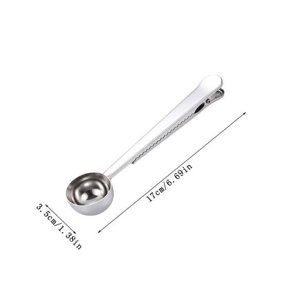 Leodye 1PCS Stainless Steel Coffee Measuring Spoon Multifunctional Food Sealing Clip Seasoning Spoon for Kitchen Baking -6.69*1.38IN