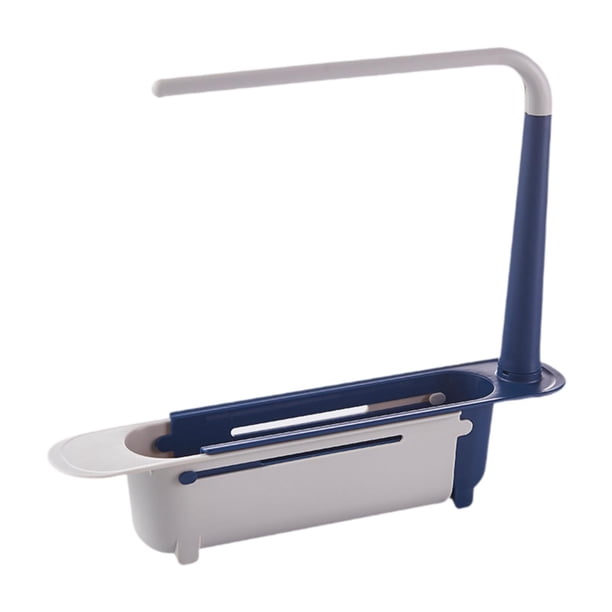 Estantes telescópicos para fregadero, escurridor, cesta de drenaje, organizador multiusos de longitud ajustable para debajo del fregadero del baño.
