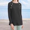 thumbnail image 2 of T-Shirts à Manches Longues pour Femmes 2022 Col Rond Couleur Unie Automne Tunique Tendance Blouse Basique Ajustée Décontractée, 2 of 7