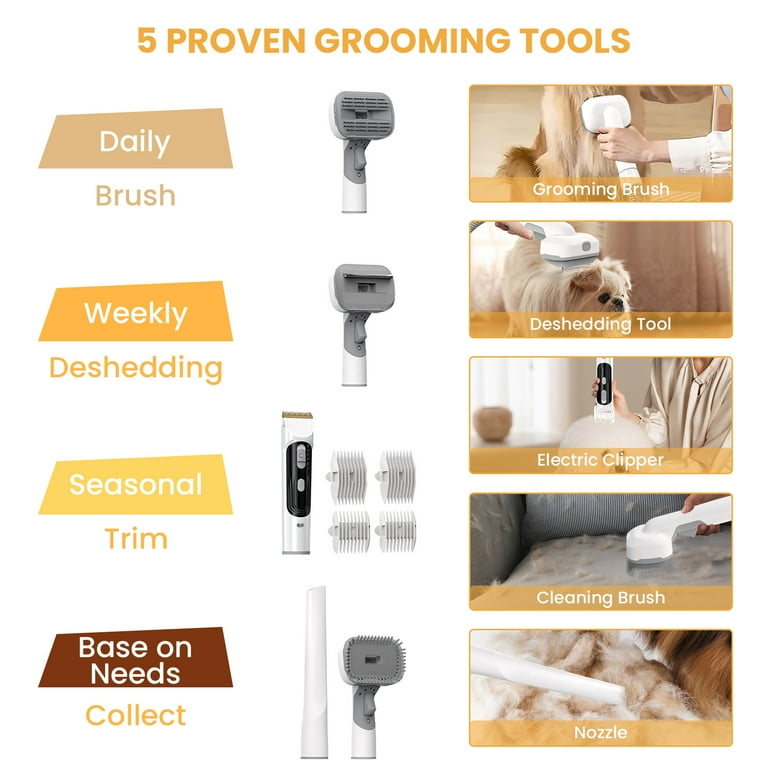 AUOSHI 13KPa Pet Grooming Vacuum 2.5L Dog Care Kit with Tools White Walmart