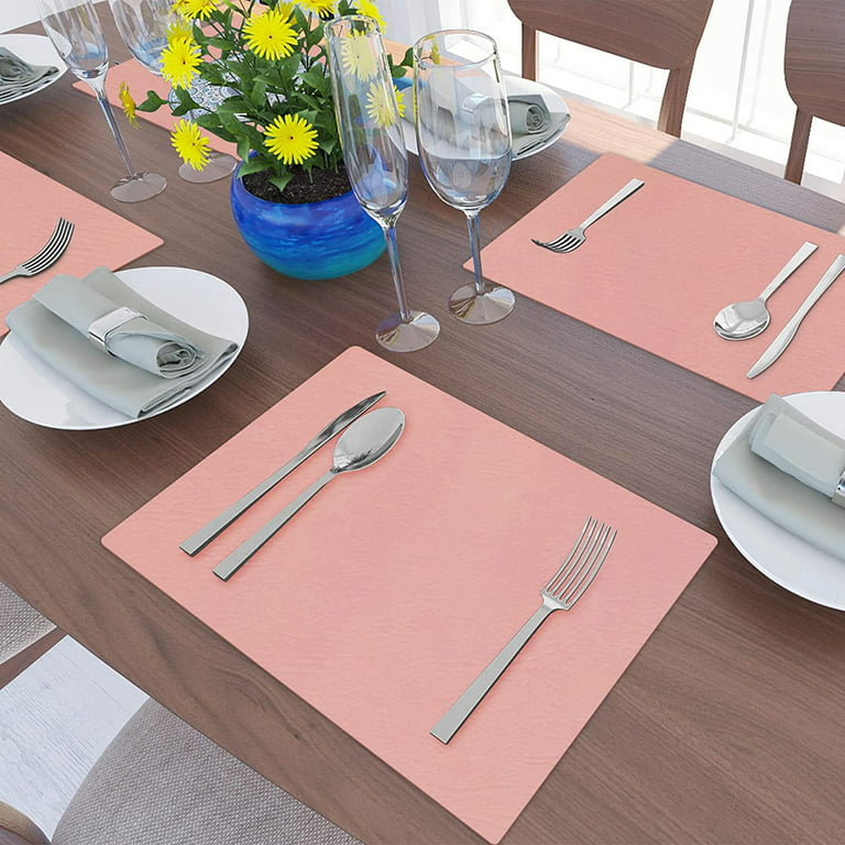 Faux Leather Placemats Set of 6 - Waterproof - Wipe Clean - Heat Resistant  - Anti Slip Dining Table Place Mats, Suitable for Indoor & Outdoor Use
