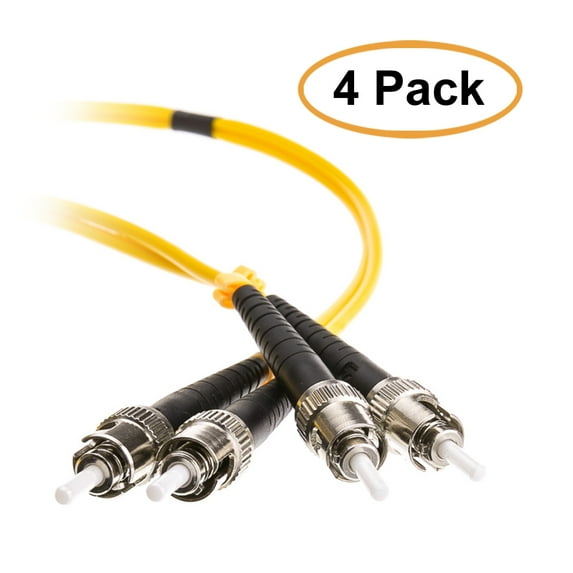eDragon Fiber Optic Cable, ST/ST, Singlemode, Duplex, 9/125, 3 Meter (10 Foot), 4 Pack