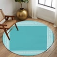 thumbnail image 3 of Turquoise Large Area Rugs for Bedroom Living Room, Soft Non Slip Carpet Bedside Rug, Geometric Boho Ethnic Tile Chic Monochrome Round Floor Cover Kitchen Accent Rug 5' for Dining Room/Office, 3 of 9